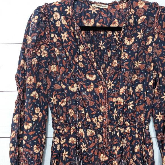 Ulla Johnson Delphine Floral Ruffle Jumpsuit Navy Blue Multi Women's Size 4 - Picture 5 of 12